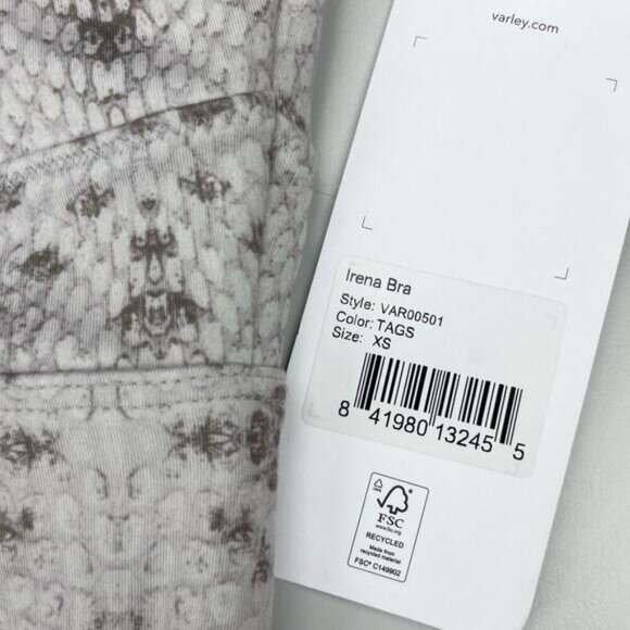 NWT VARLEY Irena Light Support Snakeskin Bra Sz XS Taupe Gray - Picture 5 of 5